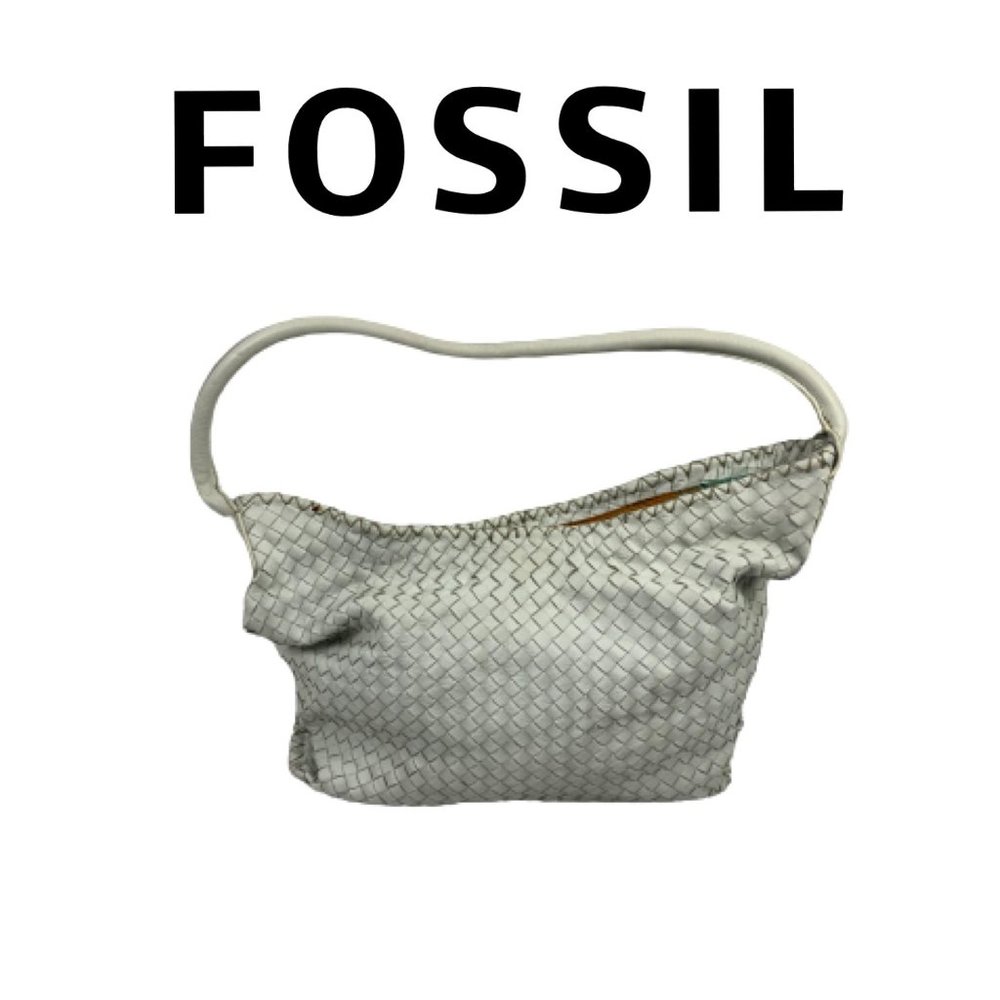 Fossil White Weaved Leather Handbag
